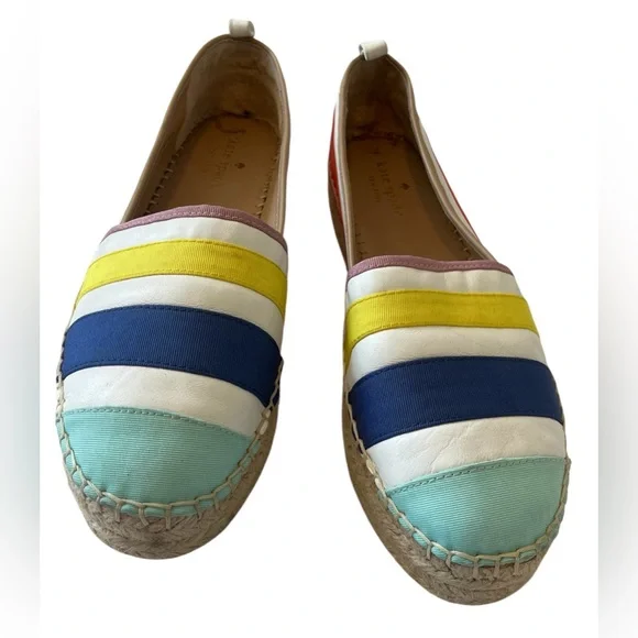 Kate Spade Leena Rainbow Striped Lace up Espadrilles Platform Flats Size 8 M - Picture 5 of 11